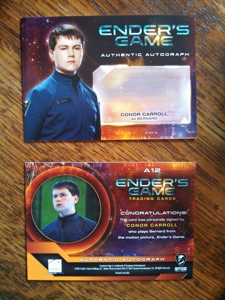 A look at the pre-signed, front and back of the character cards.