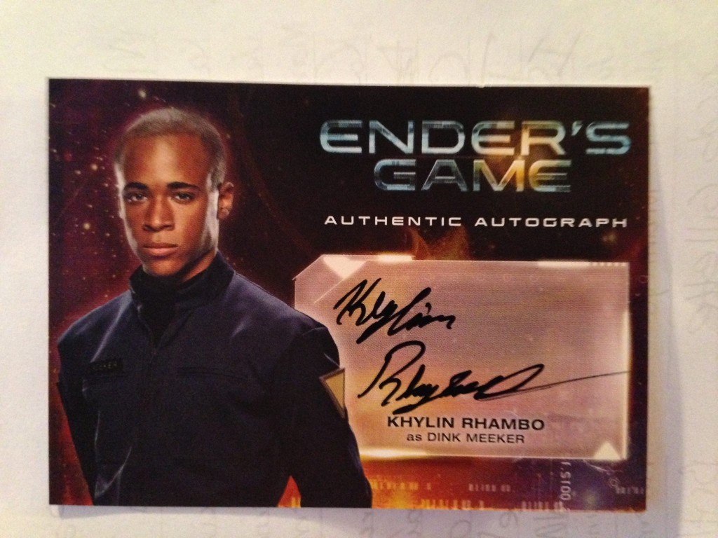 The signed front of Khylin Rhambo's character card.